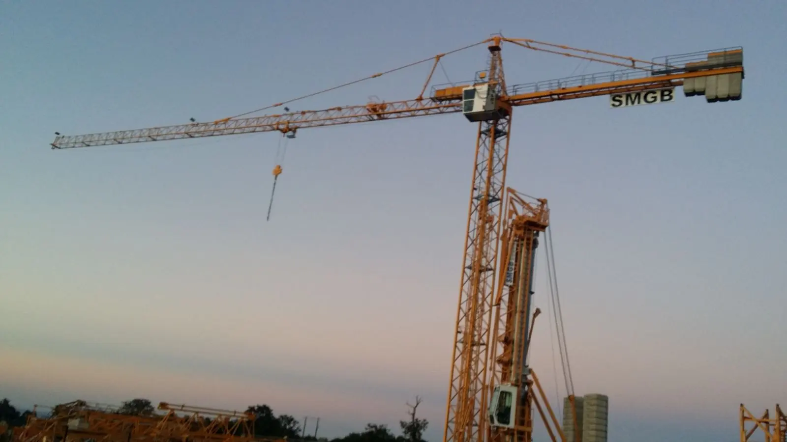 Grue SMGB au coucher du soleil